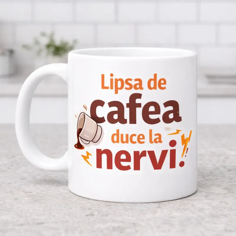 Cană personalizată, Lipsa de cafea duce la nervi