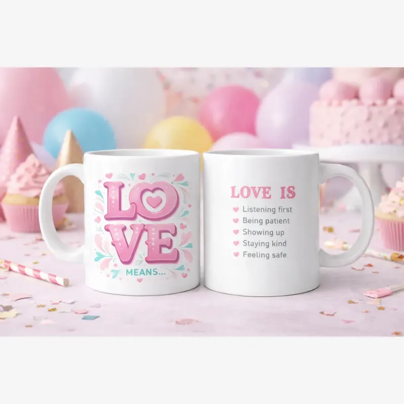 Cană personalizată, Love Means