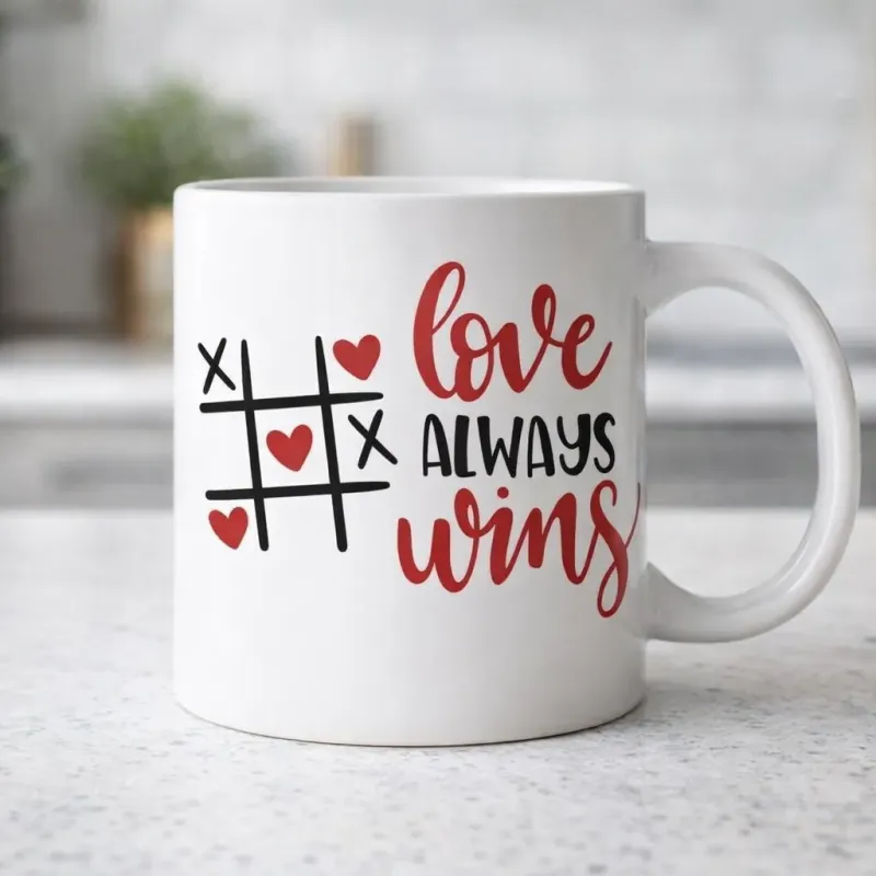 Cană personalizată, Love Always Wins